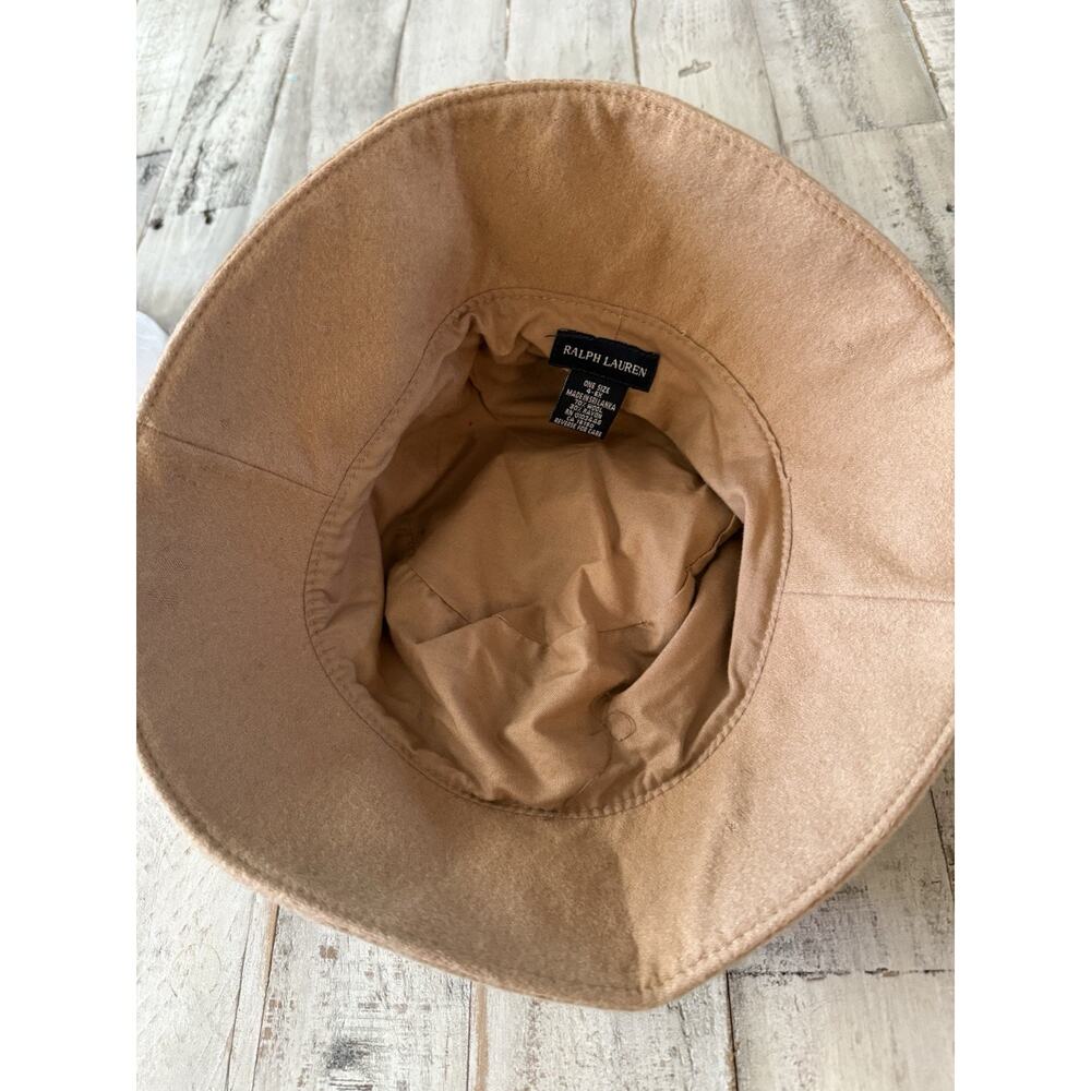 VTG Ralph Lauren Polo Wool Bucket Hat Green Pony OS Tan RARE! - Picture 6 of 8